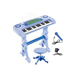 پیانو موزیکال پایه دار کودک با 37 کلید همراه با صندلی، میکروفون و استند اسباب بازی کد vem1055A