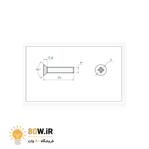 پیچ سر تخت M3 x 30  ارتفاع 30mm (بسته 20 عددی)