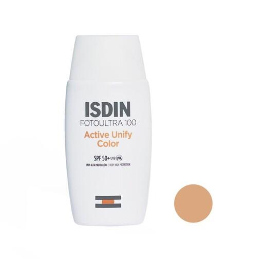 فلوئید ضد آفتاب رنگی ایزدین SPF 50 مدل Active Unify ‌مناسب انواع پوست حجم 50 میلی‌لیتر