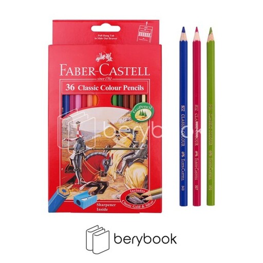 faber-castell / مداد رنگی / 36 رنگ / جعبه مقوایی / قرمز رنگ