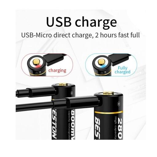 باتری قلمی قابل شارژ بستون مدل micro usb li-ion  کد 002 بسته 2 عددی