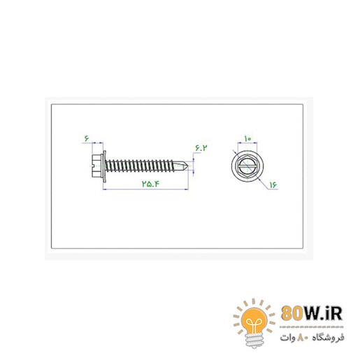 پیچ شیروانی سر مته "1 * 14 ارتفاع 26mm