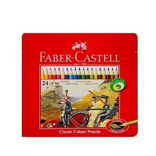 مداد رنگی فابر کاستل (Faber Castle) جعبه فلزی تخت کلاسیک24رنگ (علم گستر)