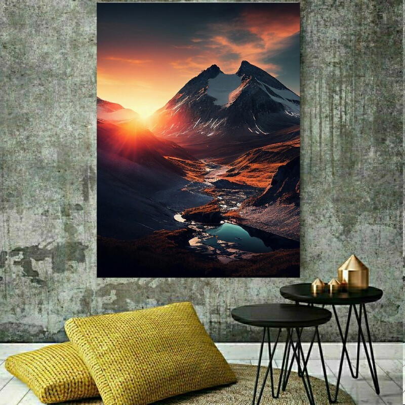 پوستر دیواری طرح طبیعت کوهستان و غروب مدل SDP3605