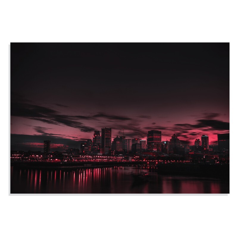 پوستر طرح آسمان قرمز شب منطقه شهری Red Night Sky Urban City مدل NV0855