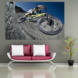 پوستر دیواری طرح دوچرخه سوار حرفه ای در کوهستان مدل SDP813