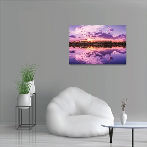 تابلو شاسی طرح انعکاس طلوع آفتاب روی دریاچه Sunrise Reflection on Lake مدل NV0871