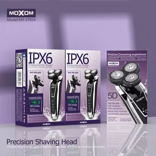 ماشین اصلاح ماکسوم  moxom mx-er04 سه تیغ - مشکی, هفت روز ضمانت تست و اصالت کالا