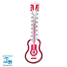 دماسنج پلاستیکی دیواری طرح گیتار (دمای محیط با درجه سانتیگراد و فارنهایت سایز 21 سانتیمتر)