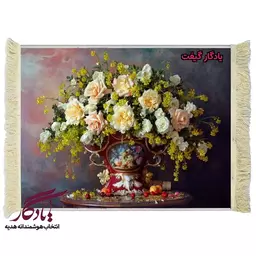 تابلو فرش ماشینی طرح گل رز و ماهور کد g22 - 120*80