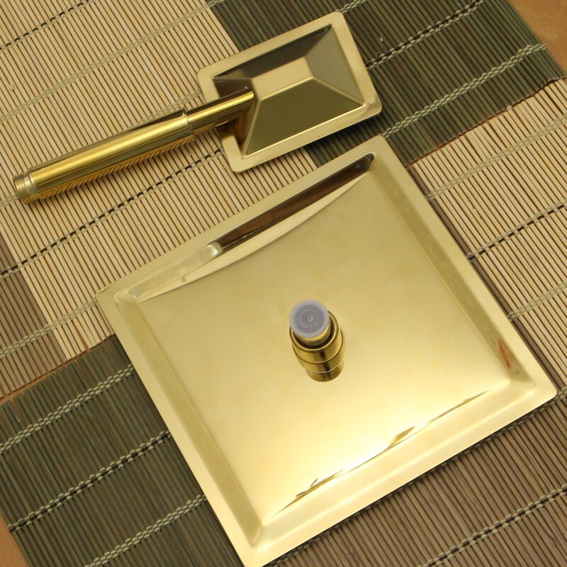 سردوش حمام طلایی مدل استیل دوکاره مجموعه دو عددی