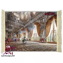 تابلو فرش ایرانی طرح کاخ گلستان کد i44 - 100*50
