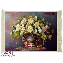 تابلو فرش ماشینی طرح گل رز و ماهور کد g22 - 150*220