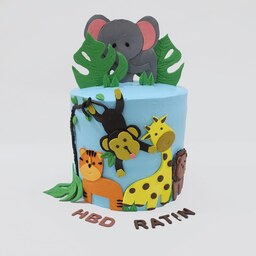کیک تولد با تم حیوانات جنگل