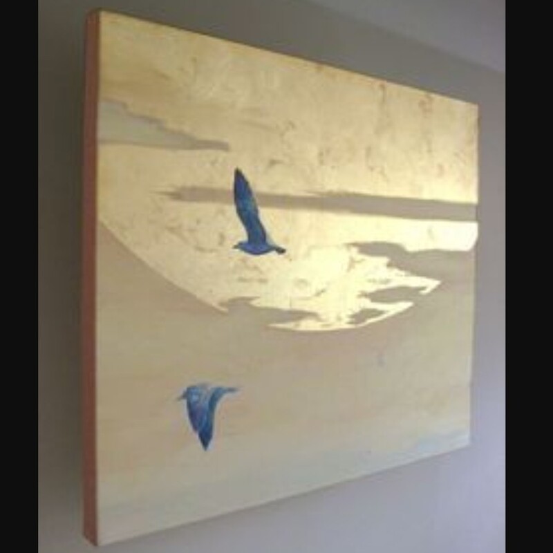 تابلو نقاشی پرواز  در غروب مدل دو پرنده