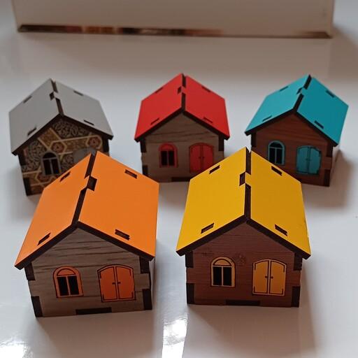 تراش مخزن دار فانتزی چوبی طرح خانه در 5 رنگ متنوع مناسب جایزه 