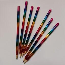 مداد 4 رنگ بدنه رنگین کمانی و براق 