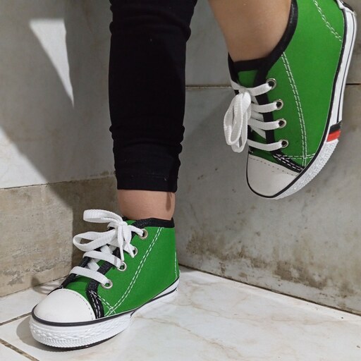کفش آل استار ساق بلند بچگانه سبز  All Star