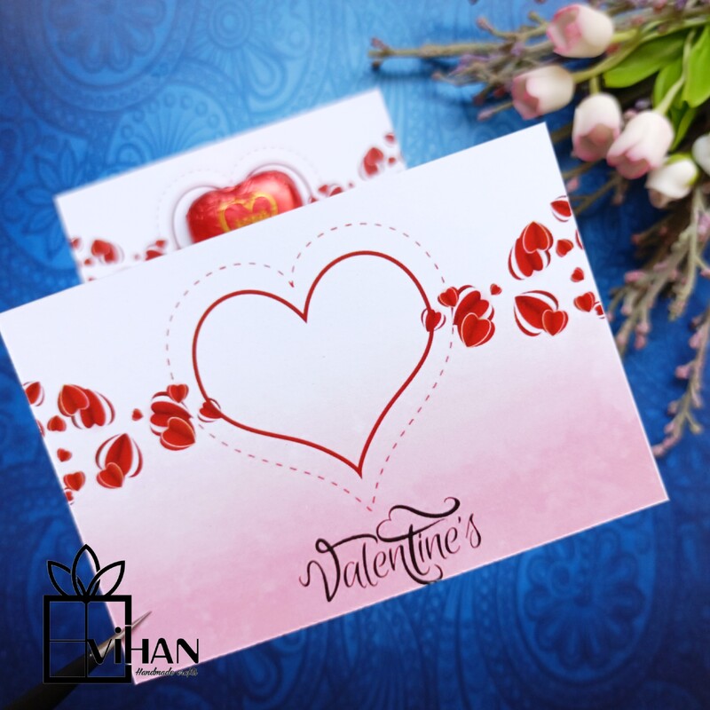 گیفت ولنتاین شکلات قلبی نصب شده بر روی کارت 2