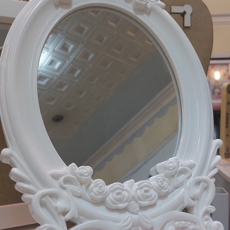 آینه و شمعدان پلاستیکی سفید سایز آینه 16در21