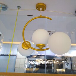 لوستر آویز مولکولی 3 حباب. رنگ های طلایی یا مشکی 