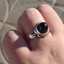 انگشتر نقره دست دلبر عقیق سیاه اونیکس اصل معدنی درجه یک زیبا