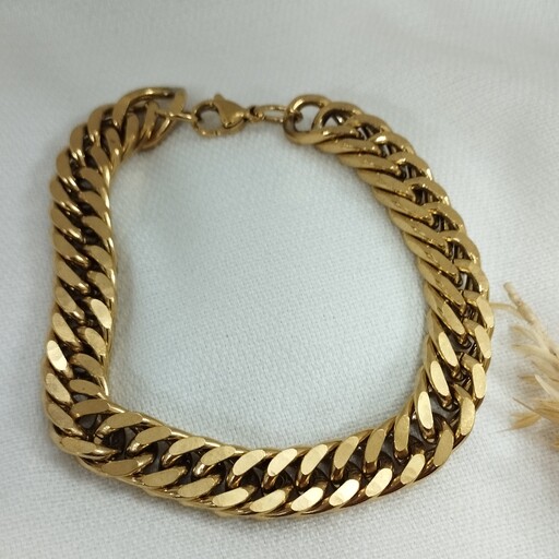 دستبند درشت طلایی استیل اسپرت 