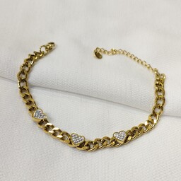 دستبند زنانه کارتیر طلایی پلاک دار زیبا 