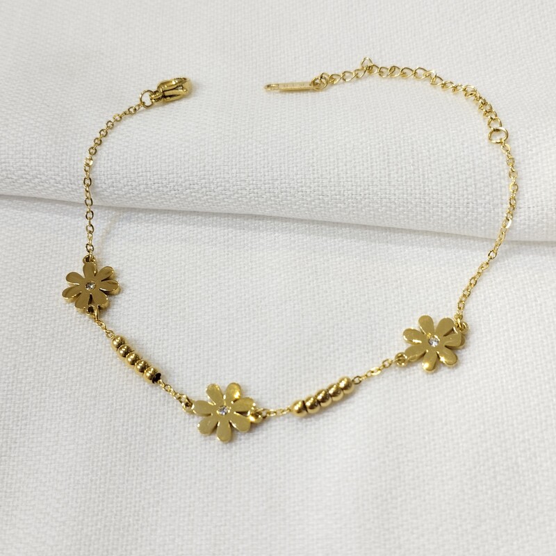 دستبند زنانه استیل طلایی ظریف زیبا 