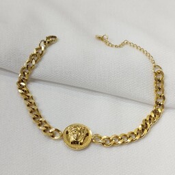دستبند زنانه استیل طلایی طرح ورساچه 