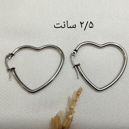 گوشواره استیل طرح قلب نقره ای 