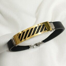 دستبند چرمی یراق استیل اسپرت زیبا