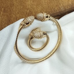 ست دستبند و انگشتر برند ysx نگین دار طلایی و خاص مخصوص خاص پوشان 