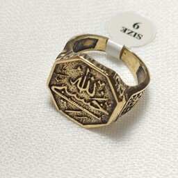 انگشتر مردانه طلا روس حسبی الله 6 ضلعی زیبا 
