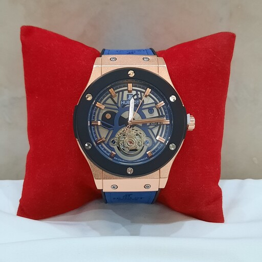 ساعت مچی مردانه مارک HUBLOT هابلوت ساعت عقربه ای پسرانه بند آبی  پرفروش و جذاب    (ارسال رایگان)