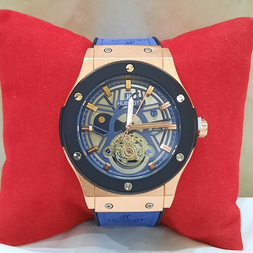 ساعت مچی مردانه مارک HUBLOT هابلوت ساعت عقربه ای پسرانه بند آبی  پرفروش و جذاب    (ارسال رایگان)