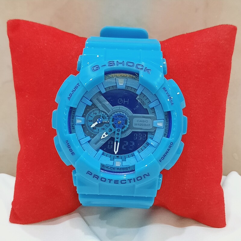 ساعت مچی مردانه جیشاک G-Shock کاسیو رنگ آبی براق ساعت پسرانه موتور ژاپن جی شاک  باکیفیت بند آبی (ارسال رایگان) 