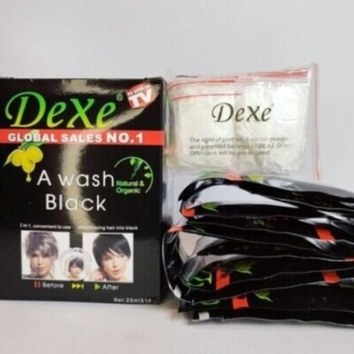 شامپو رنگ مو گیاهی دکسی Dexe طبیعی سیاه کننده مو فقط با یک بار استفاده (بسته 10 عددی) 

