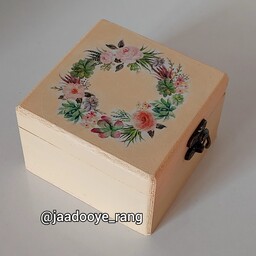 جعبه کوچک جواهرات، مدل بهاری، دکوپاژ شده 