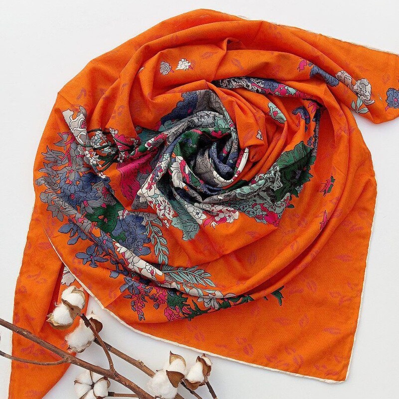 روسری مجلسی ابریشم یونیک مشکی و رنگی 