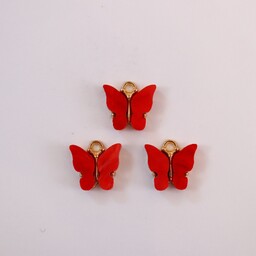 پلاک پروانه قرمز ( یک عدد ) مناسب برای گردنبند پروانه و گوشواره و دستبند و آویز ساعت و جاسوئیچی 