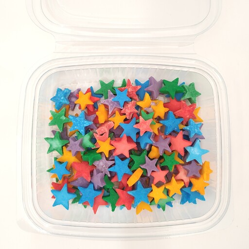 قند خوراکی رنگی طرح ستاره خانگی در بسته های 100 گرمی