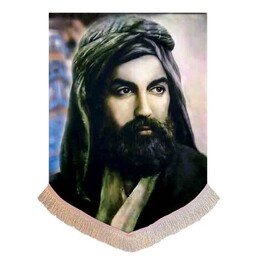 پرچم مخمل تمثال امام علی ع کتیبه شمایل اهل بیت قابل شستشو و ریشه دوزی شده