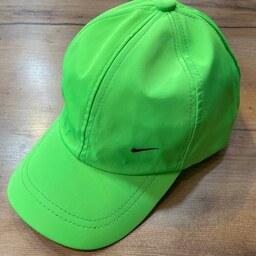 کلاه نایک ساتنی شبرنگی کپ اسپرت نقاب دار  سبز فسفری