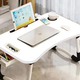 میز لپ تاپ و تحریر تاشو صادراتی(45 در 65) سفید وایت بردی