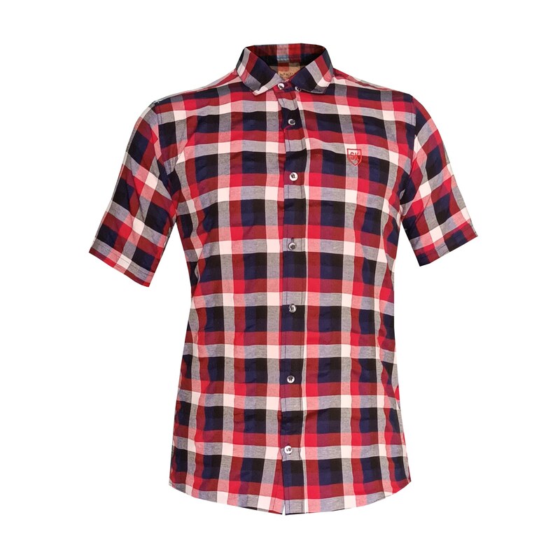 پیراهن آستین کوتاه مردانه مدل چهارخانه کد Red-Sor رنگ سرمه ای -قرمز