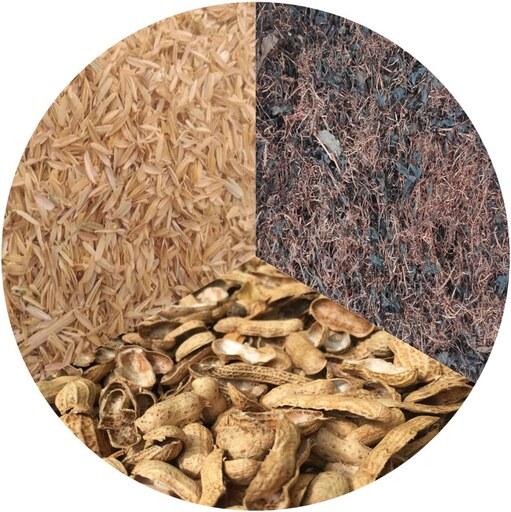 بمب یک کیلویی تقویت خاک شامل پوست برنج،  پوست بادام، کمپوست ضایعات خاک چای، ارسال جداگانه با باربری پسکرایه با مشتری