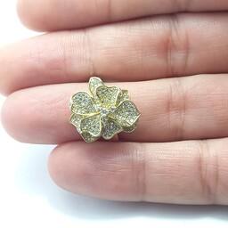  انگشتر نقره جواهری زنانه با آبکاری  طلایی