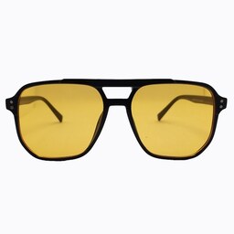 عینک شب مردانه و زنانه مربعی با عدسی زرد و فریم مشکی شیک و جذاب