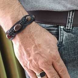 دستبند مردانه ی سنگی عقیق سلیمانی 